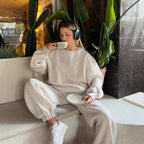 Women's Comfortable and Fashionable Oversized Loungewear Set with Drawstring and Elastic Cuffs