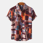 Women's Short-Sleeve Shirt with Creative Brushstroke Design