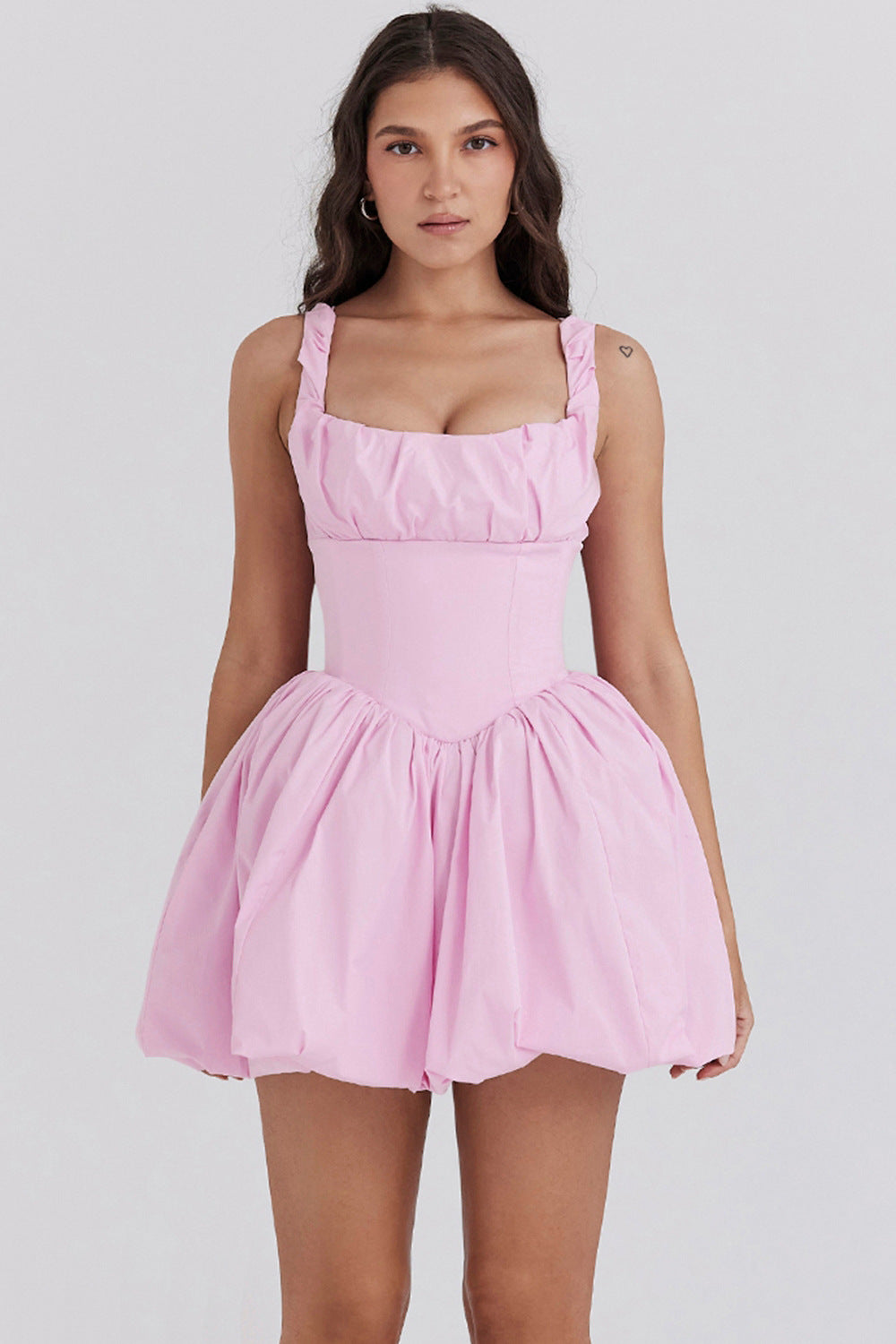 Women's Balloon Dress with Lace Accents