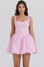 Women's Balloon Dress with Lace Accents