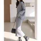 Elegant Knit Outfit with Waist Belt