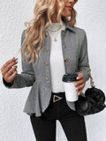 Women's Tailored Blazer with Asymmetric Hem and Button Details