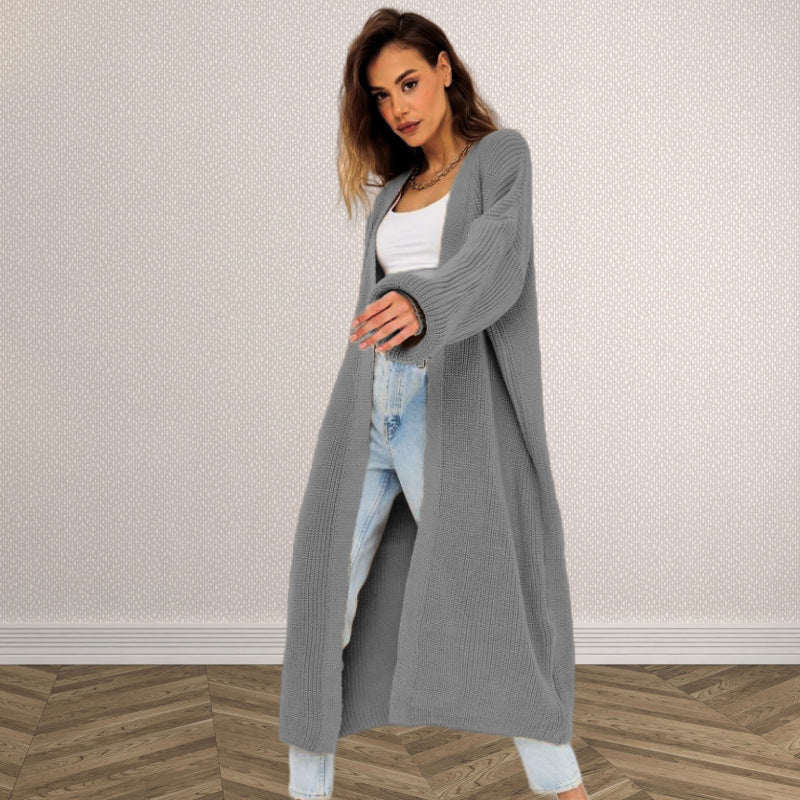 Women's Chunky Knit Cardigan with Open Cut