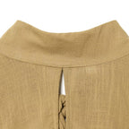 Women's Blouse with Elegant Stand-Up Collar and Pleated Details