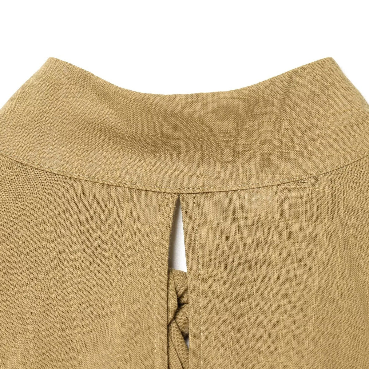 Women's Blouse with Elegant Stand-Up Collar and Pleated Details
