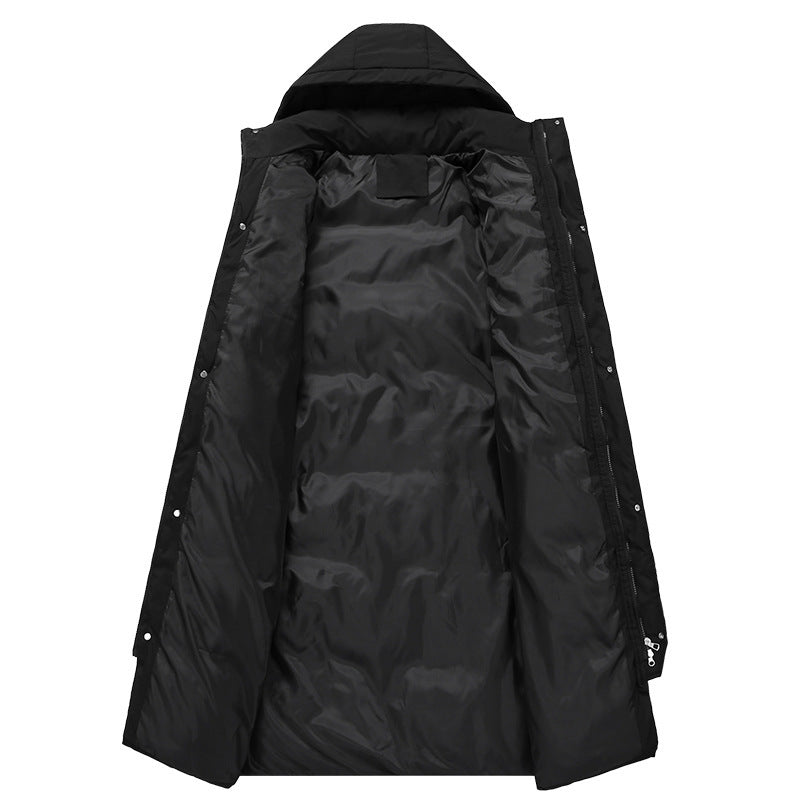 Women's Long Down Jacket with High Collar and Windproof Features
