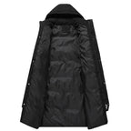Women's Long Down Jacket with High Collar and Windproof Features