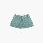Casual Gingham Skirt with Elastic Waist and Drawstring