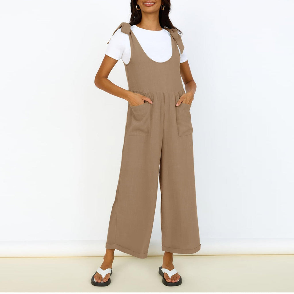 Women's Casual Jumpsuit with Adjustable Straps and Wide Leg