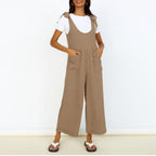 Women's Casual Jumpsuit with Adjustable Straps and Wide Leg