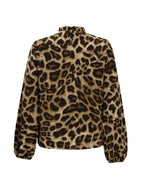 Women's Blouse with Elegant Leopard Print and Ruffle Collar
