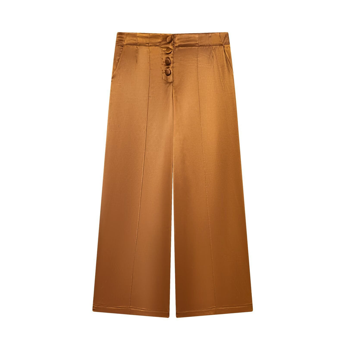 Women's Elegant Culotte Trousers with Button Details and High Waist