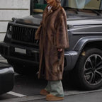 Women's Faux Fur Coat with Classic Lapel