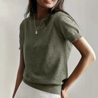Women's Short-Sleeve Fine Knit Sweater