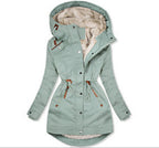 Women's Lined Winter Parka with Practical Pockets and Adjustable Belt