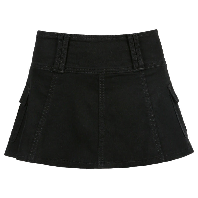 Women's Mini Skirt with Side Pockets and High Waist