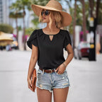 Women's Blouse with Flowing Cut and Playful Ruffle Details