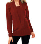 Women's Elegant V-Neck Sweater with Textured Design