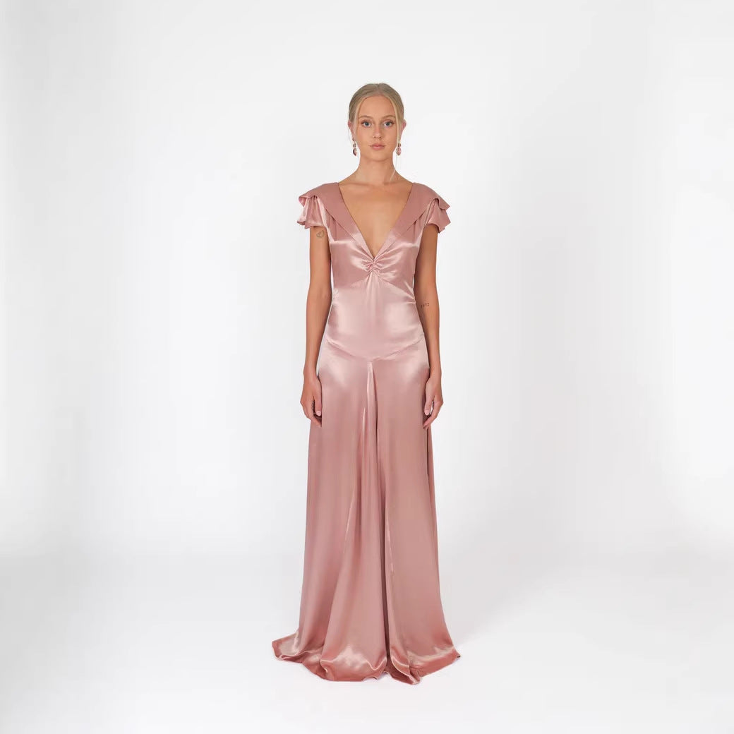 Elegant and Flowing Satin Jumpsuit