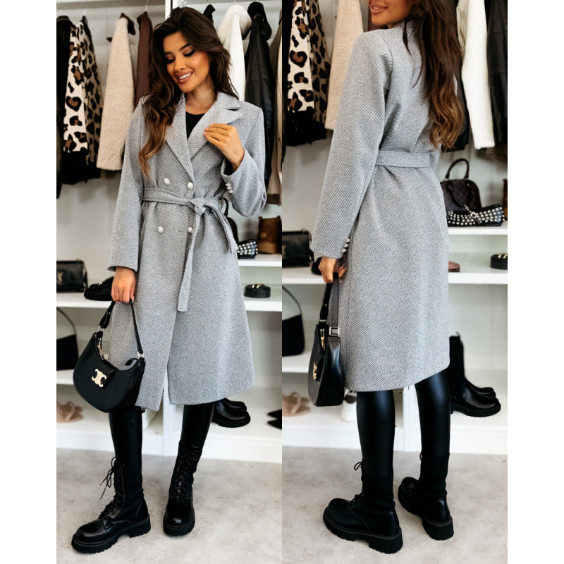 Elegant Asymmetrical Trench Coat with Belt