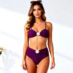 Women's Bandeau Bikini with Elegant Shell Details