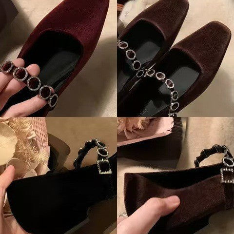 Women's Ballet Flats with Strap and Embellishments