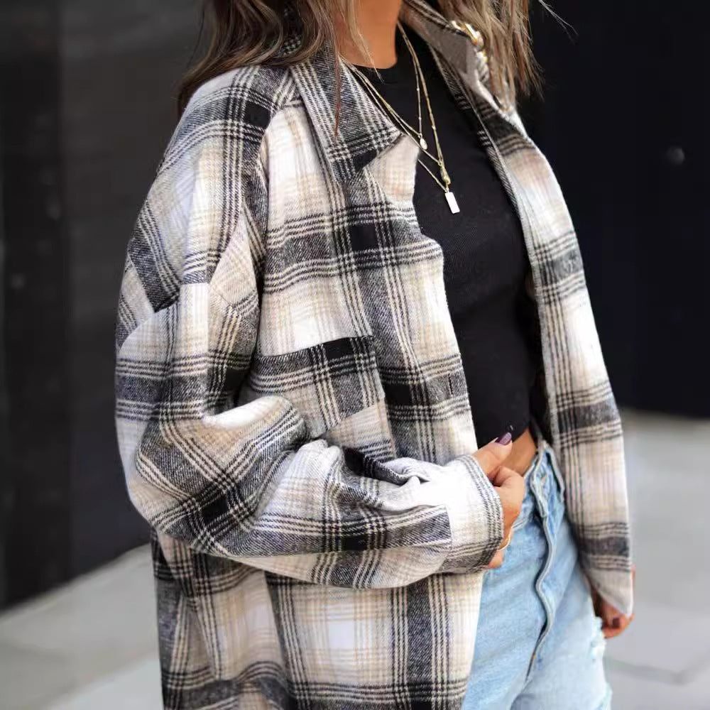 Women's Plaid Oversized Shirt in Casual Style