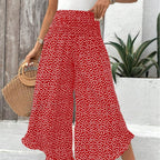 Women's Wide-Leg Lounge Pants with Polka-Dot Pattern