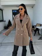 Elegant Oversized Blazer with Double Button Placket and Pockets