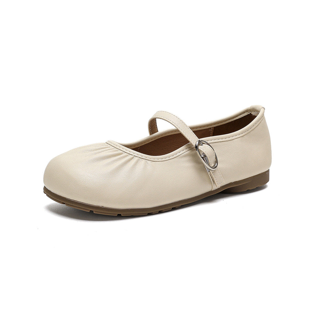 Women's Ballet Flats with Elastic Band and Decorative Strap