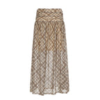 Women's Maxi Skirt with Elastic Waist and Plaid Pattern