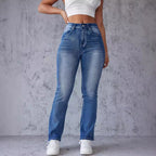 Women's Bootcut Jeans with High Waistband and Stretch