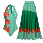 Women's Swimsuit with Ruffle Design and Matching Maxi Skirt
