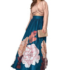 Women's Maxi Skirt with Floral Design and Elastic Waistband