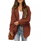 Women's Delicate Chunky Knit Cardigan with Iridescent Sleeves