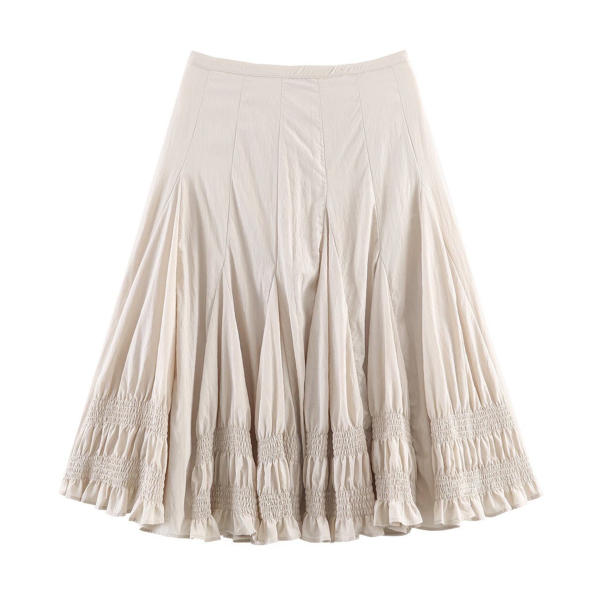 Women's Midi Skirt with Pleats and Ruffles