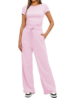 Women's Comfortable Leisure Set with Elastic Waist and Cozy Top