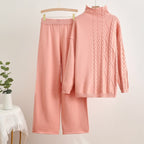 Women's Cozy Knit Loungewear Set with High Neck