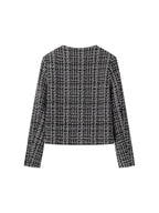 Women's Elegant Tweed Jacket with Gold Buttons