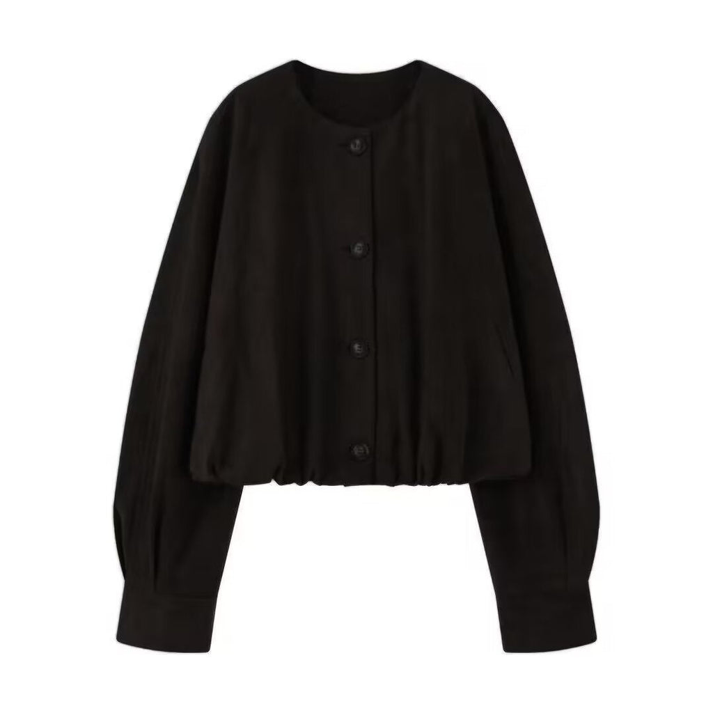 Women's Elegant and Loose Faux Leather Blouse Jacket