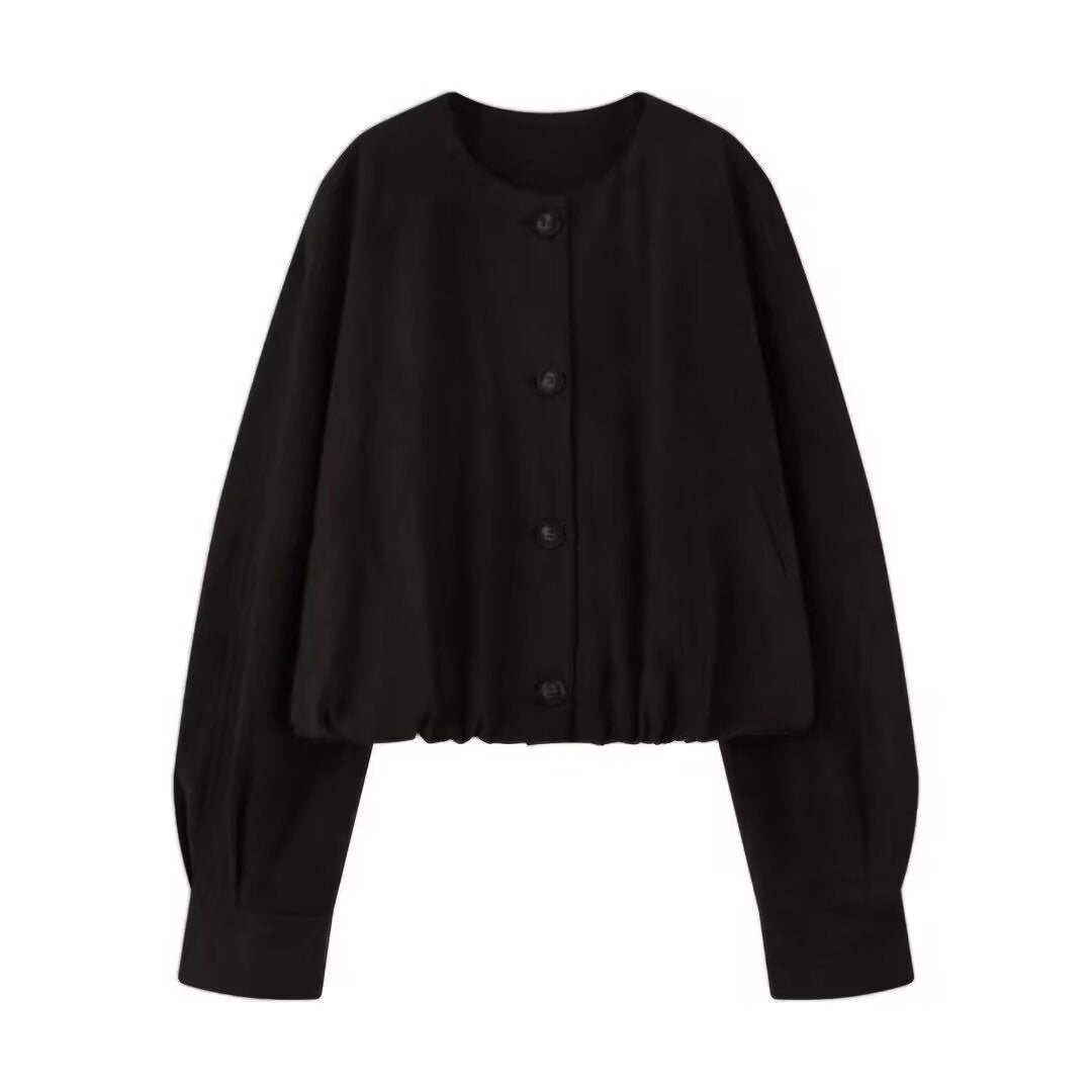Women's Elegant and Loose Faux Leather Blouse Jacket