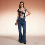 Women's High-Waisted Flared Jeans with Comfortable Stretch Waist