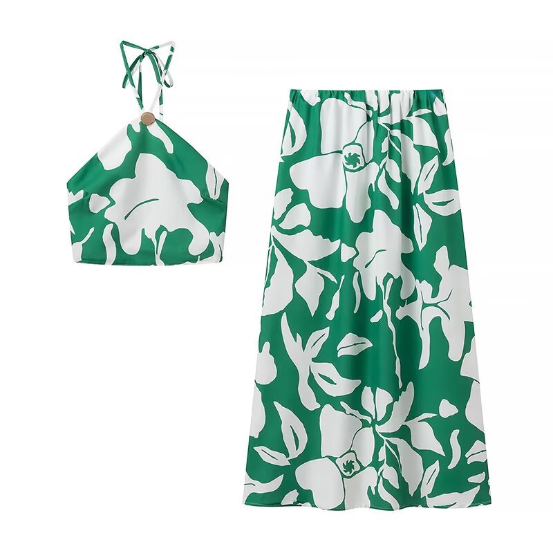 Women's Floral Maxi Skirt with Elastic Waistband