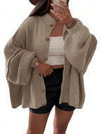 Women's Fluffy Cardigan with Dropped Shoulders