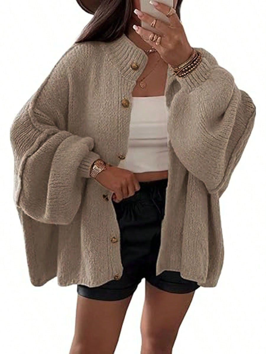 Women's Fluffy Cardigan with Dropped Shoulders