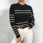 Women's Knit Sweater with Stylish Stripe Pattern