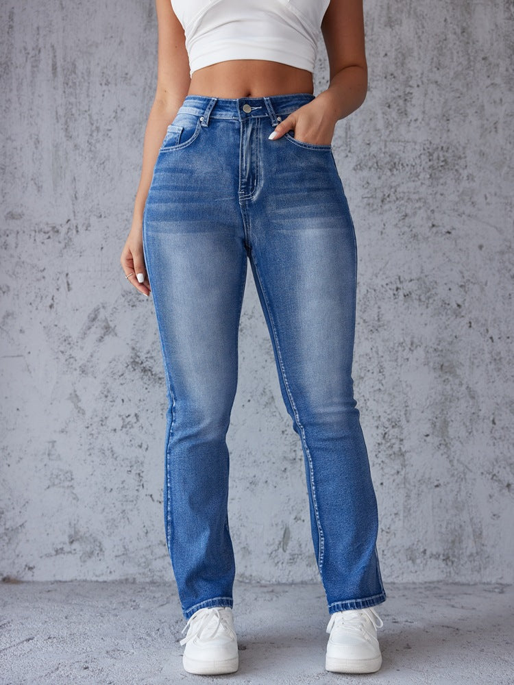 Women's Bootcut Jeans with High Waistband and Stretch