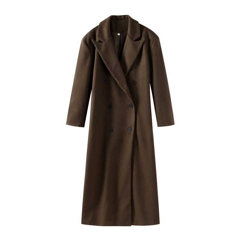 Women's Elegant Double-Breasted Wool Coat