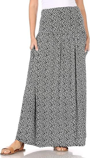 Women's Maxi Skirt with Elastic Waistband and Pockets