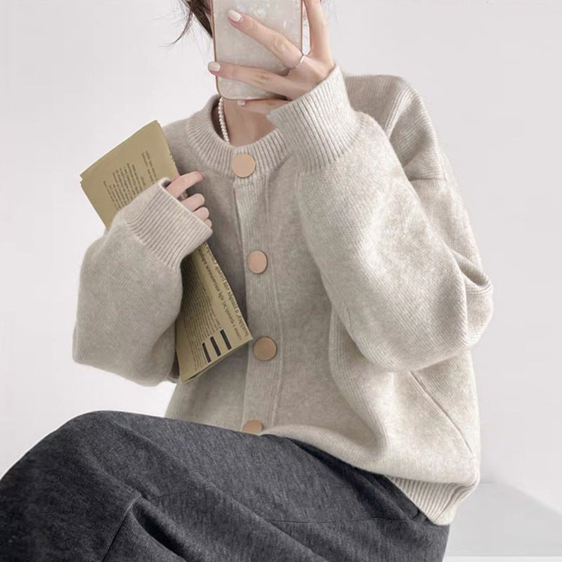 Women's Cozy Knit Cardigan with Button Detail